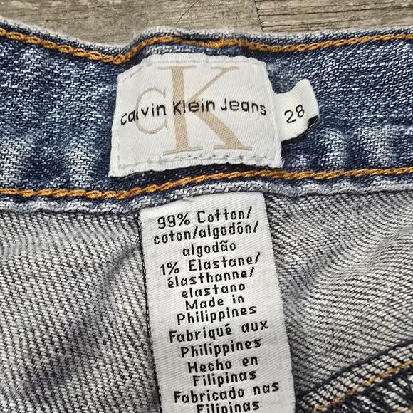 Vintage Calvin Klein Blue Faded Denim Wide Flare Leg Stretch Jeans - Picture 3 of 6